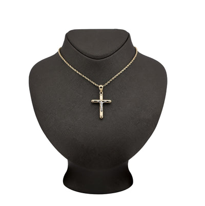 1/10th 10k Gold Bonded 925 Two Tone Tube Crucifix Cross Pendant 1.7g Mens Charm - Elite Jewelers - Charms & Pendants
