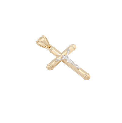 1/10th 10k Gold Bonded 925 Two Tone Tube Crucifix Cross Pendant 1.7g Mens Charm - Elite Jewelers - Charms & Pendants