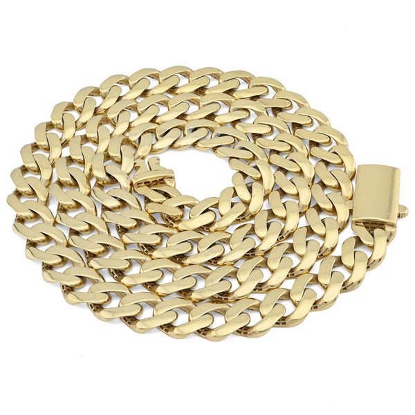1/10th 10k Yellow Gold Bonded 925 8MM Monaco Cuban Chain 20 Inch 25.2g Necklace - Elite Jewelers - Necklaces & Chains