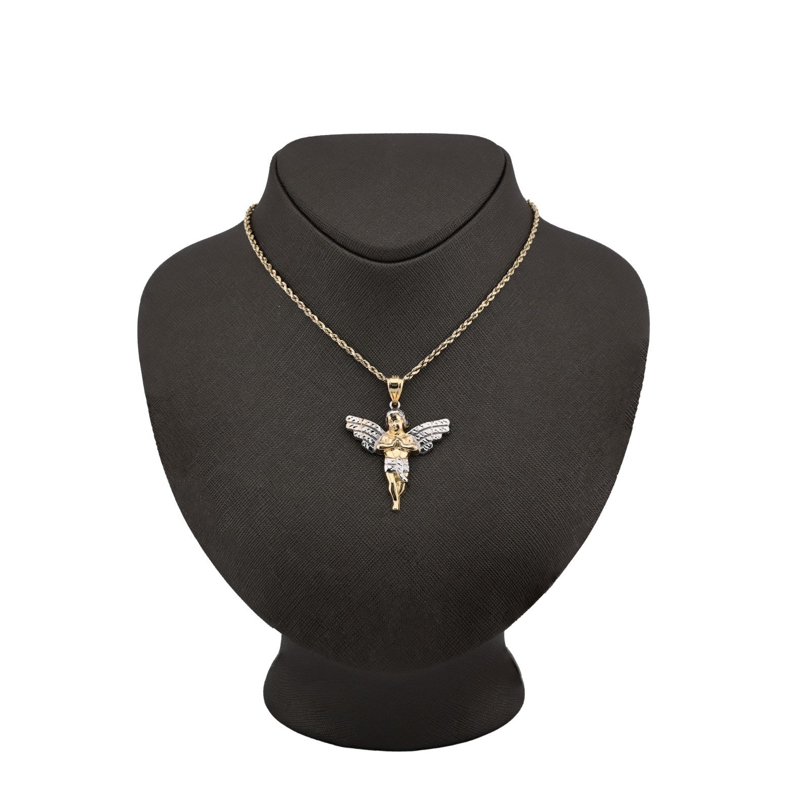 1/10th Real 10k Gold Bonded 925 Two Tone Praying Angel Pendant 2.9gms Mens Charm - Elite Jewelers - Charms & Pendants