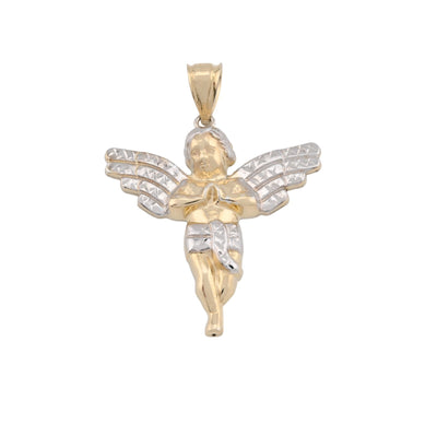 1/10th Real 10k Gold Bonded 925 Two Tone Praying Angel Pendant 2.9gms Mens Charm - Elite Jewelers - Charms & Pendants