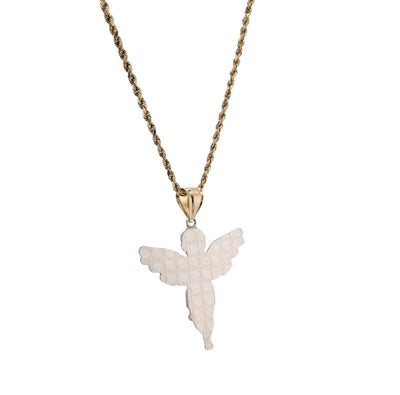 1/10th Real 10k Gold Bonded 925 Two Tone Praying Angel Pendant 2.9gms Mens Charm - Elite Jewelers - Charms & Pendants