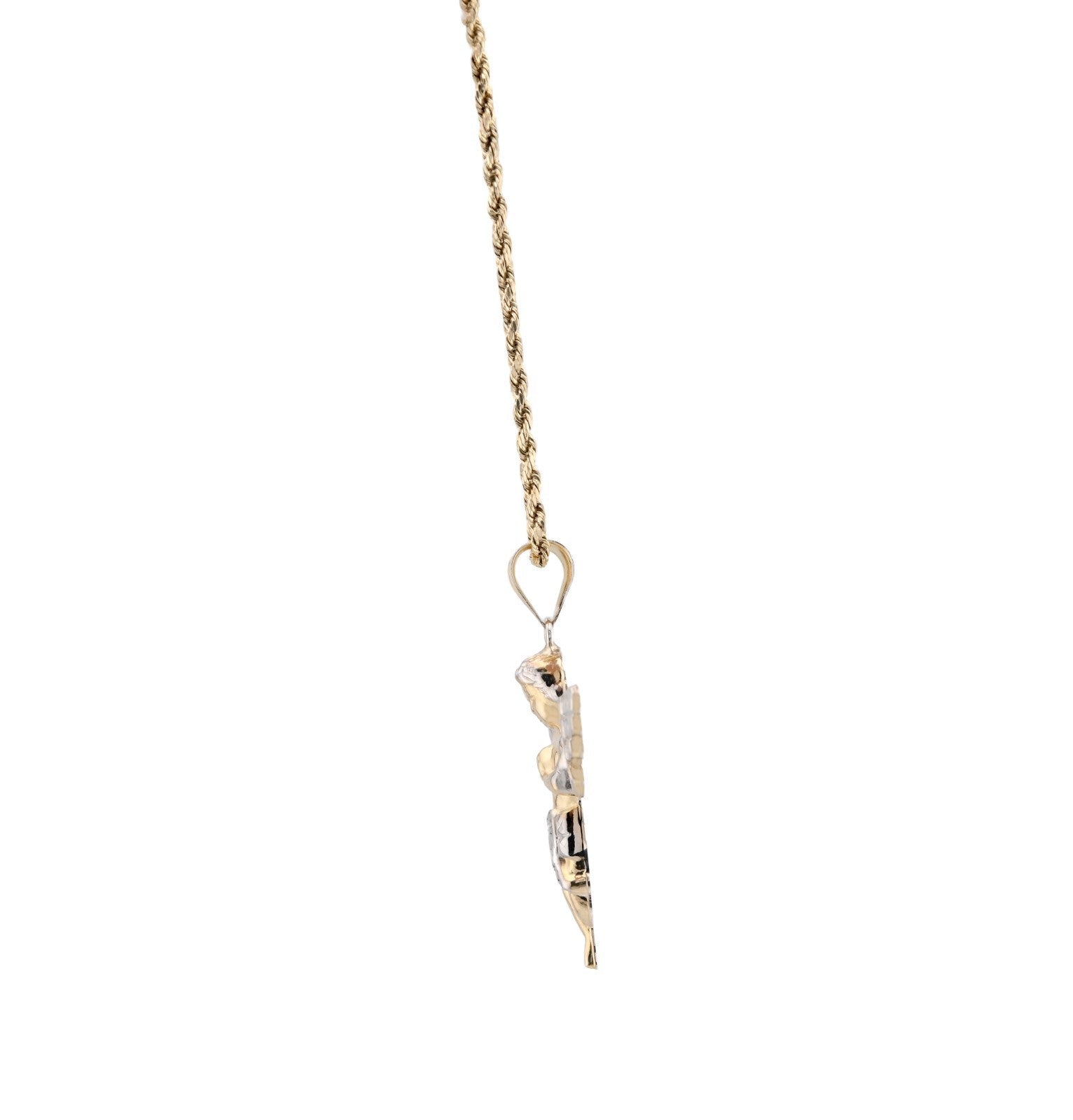 1/10th Real 10k Gold Bonded 925 Two Tone Praying Angel Pendant 2.9gms Mens Charm - Elite Jewelers - Charms & Pendants
