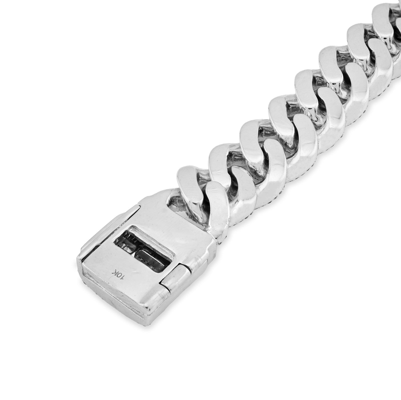 11.5MM 10k White Gold 57.2gms 6.75CTW Pure Round/Baguette Diamond Cuban Bracelet - Elite Jewelers - Bracelets