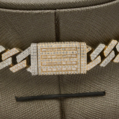 11.5MM 10k Yellow & White Gold 22CTW Diamond 2 Row Cuban Chain 179.5g 20 Inches - Elite Jewelers - Necklaces & Chains
