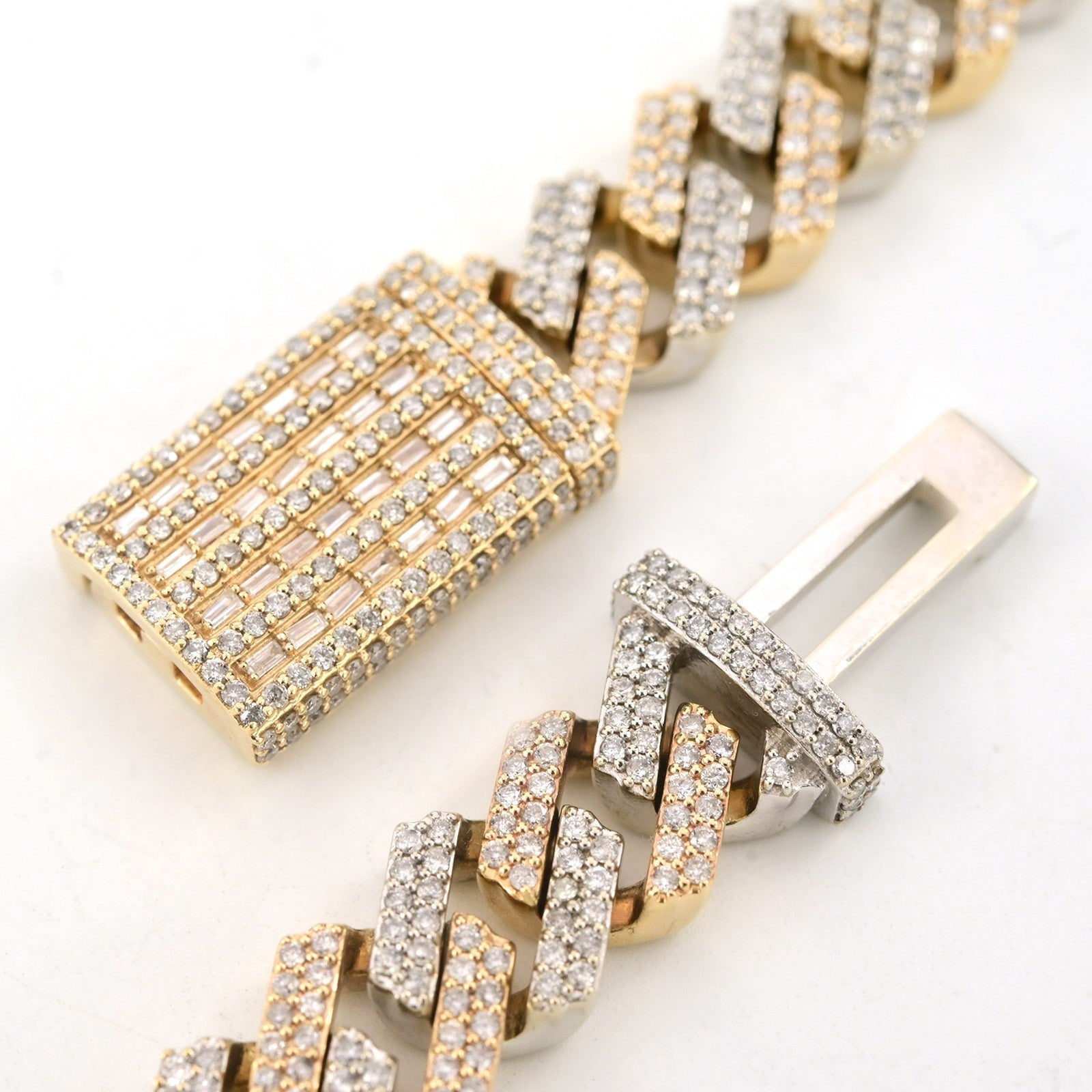 11.5MM 10k Yellow & White Gold 22CTW Diamond 2 Row Cuban Chain 179.5g 20 Inches - Elite Jewelers - Necklaces & Chains
