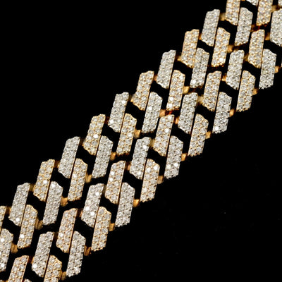 11.5MM 10k Yellow & White Gold 22CTW Diamond 2 Row Cuban Chain 179.5g 20 Inches - Elite Jewelers - Necklaces & Chains