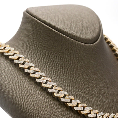 11.5MM 10k Yellow & White Gold 22CTW Diamond 2 Row Cuban Chain 179.5g 20 Inches - Elite Jewelers - Necklaces & Chains