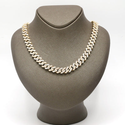 11.5MM 10k Yellow & White Gold 22CTW Diamond 2 Row Cuban Chain 179.5g 20 Inches - Elite Jewelers - Necklaces & Chains