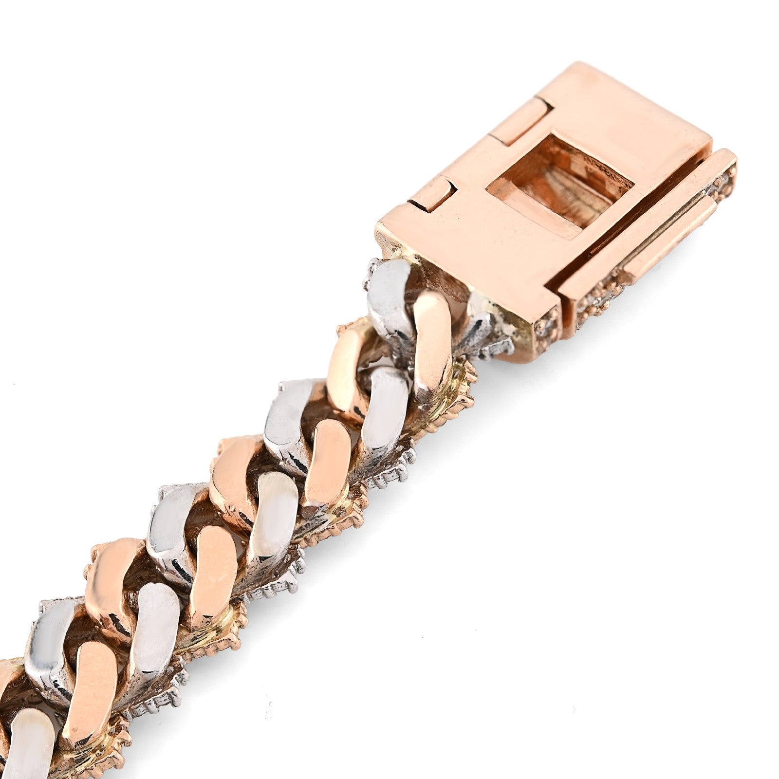 11MM 10k Rose/White Gold 44.6gms 8.78CTW Natural Diamond Snake Cuban Bracelet - Elite Jewelers - Bracelets