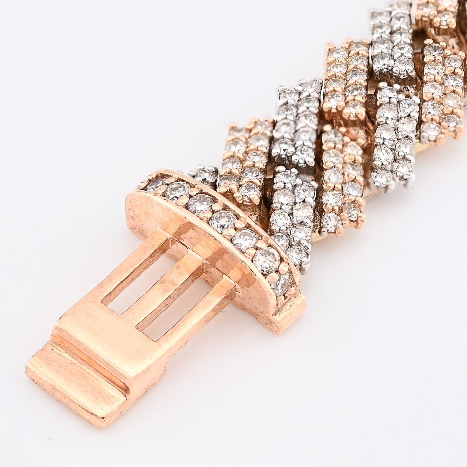 11MM 10k Rose/White Gold 44.6gms 8.78CTW Natural Diamond Snake Cuban Bracelet - Elite Jewelers - Bracelets