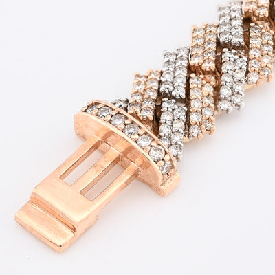 11MM 10k Rose/White Gold 44.6gms 8.78CTW Natural Diamond Snake Cuban Bracelet - Elite Jewelers - Bracelets