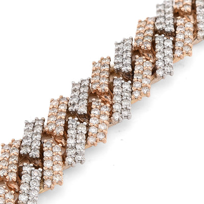 11MM 10k Rose/White Gold 44.6gms 8.78CTW Natural Diamond Snake Cuban Bracelet - Elite Jewelers - Bracelets