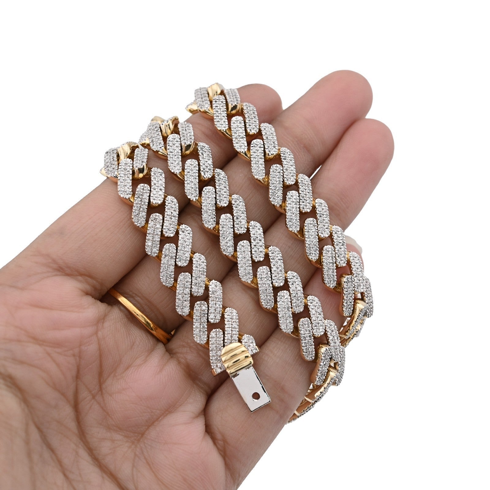 11MM 10k Yellow Gold 6.74CTW Natural Diamond Prong Cuban Chain 63.9gms Necklace - Elite Jewelers - Necklaces & Chains