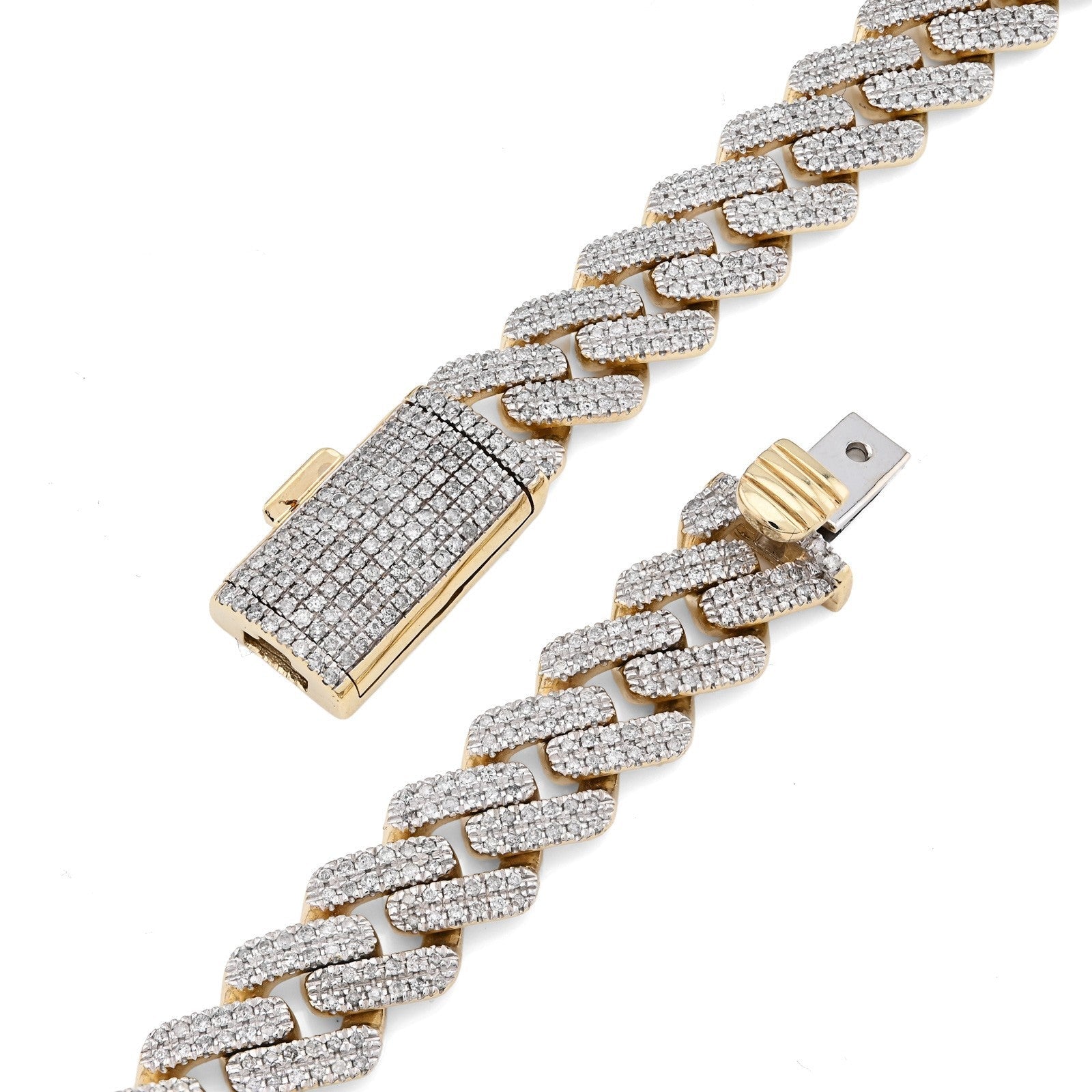 11MM 10k Yellow Gold 6.74CTW Natural Diamond Prong Cuban Chain 63.9gms Necklace - Elite Jewelers - Necklaces & Chains