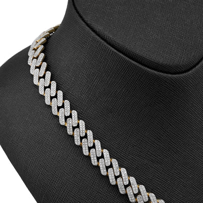 11MM 10k Yellow Gold 6.74CTW Natural Diamond Prong Cuban Chain 63.9gms Necklace - Elite Jewelers - Necklaces & Chains
