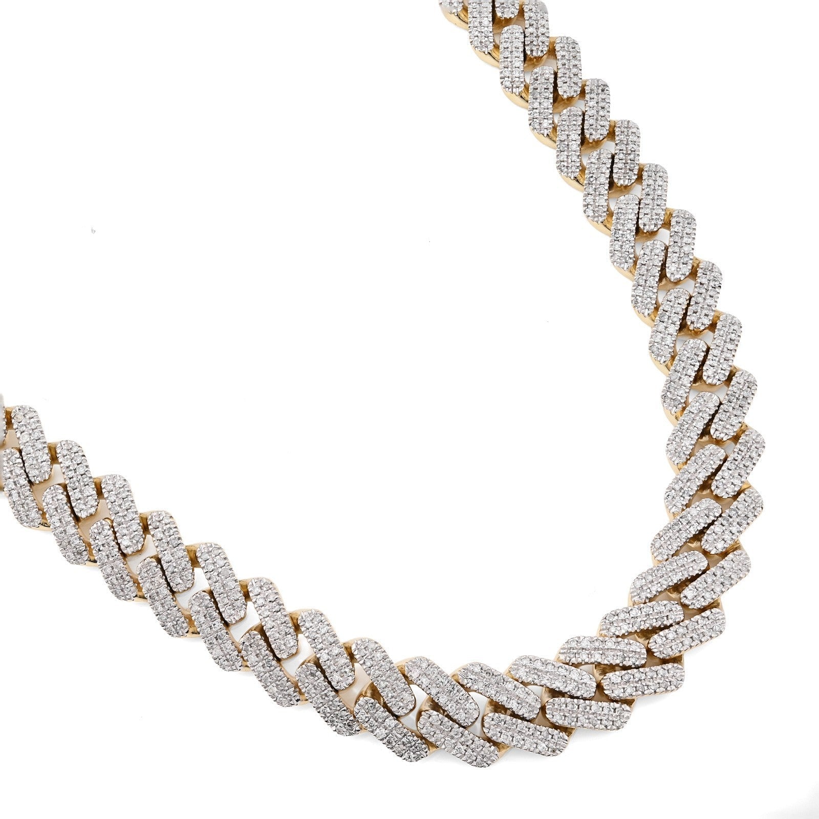 11MM 10k Yellow Gold 6.74CTW Natural Diamond Prong Cuban Chain 63.9gms Necklace - Elite Jewelers - Necklaces & Chains