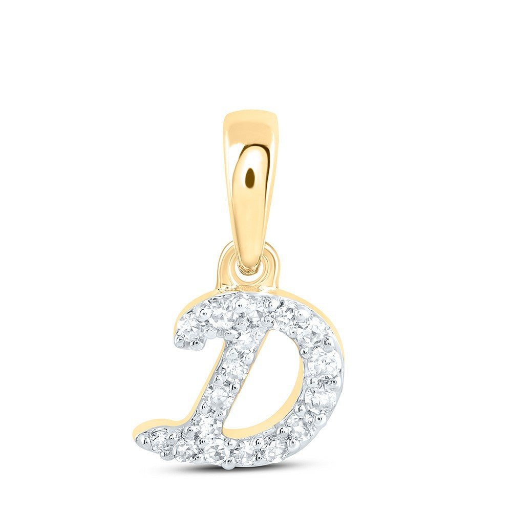 1/20CTW Natural Diamond 10k Yellow Gold Initial "D" Letter Charm 0.27g Pendant - Elite Jewelers - Charms & Pendants