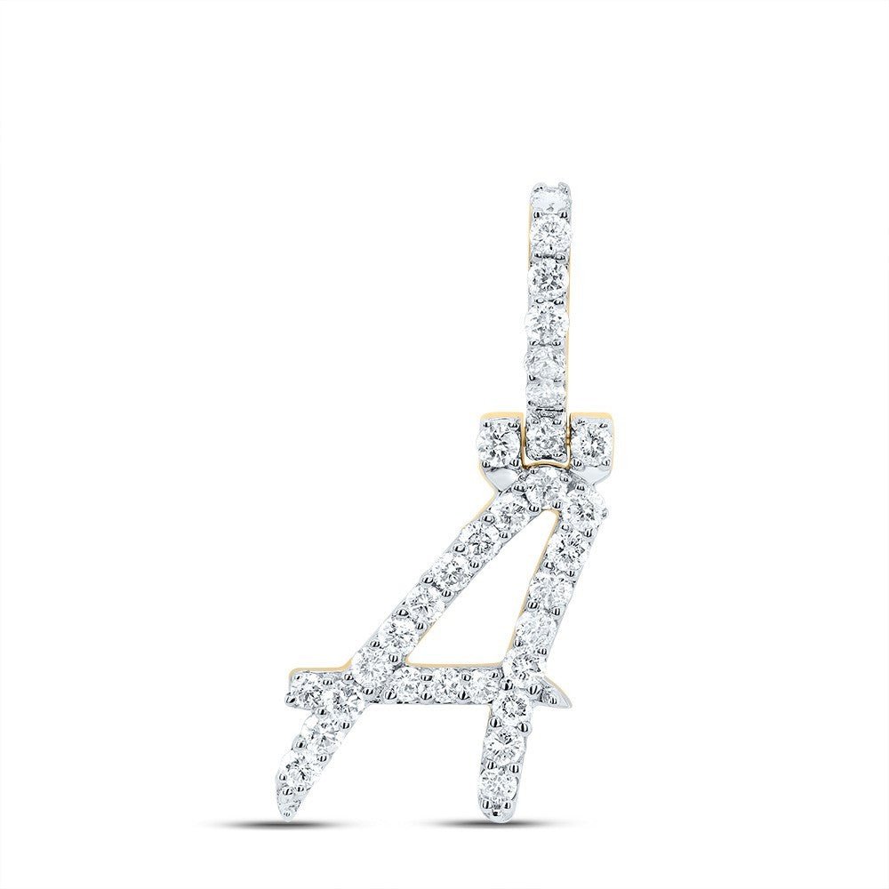 1/2CTW Natural Diamond 10k Yellow Gold Initial "A" Letter Charm 1.35g Pendant - Elite Jewelers - Charms & Pendants