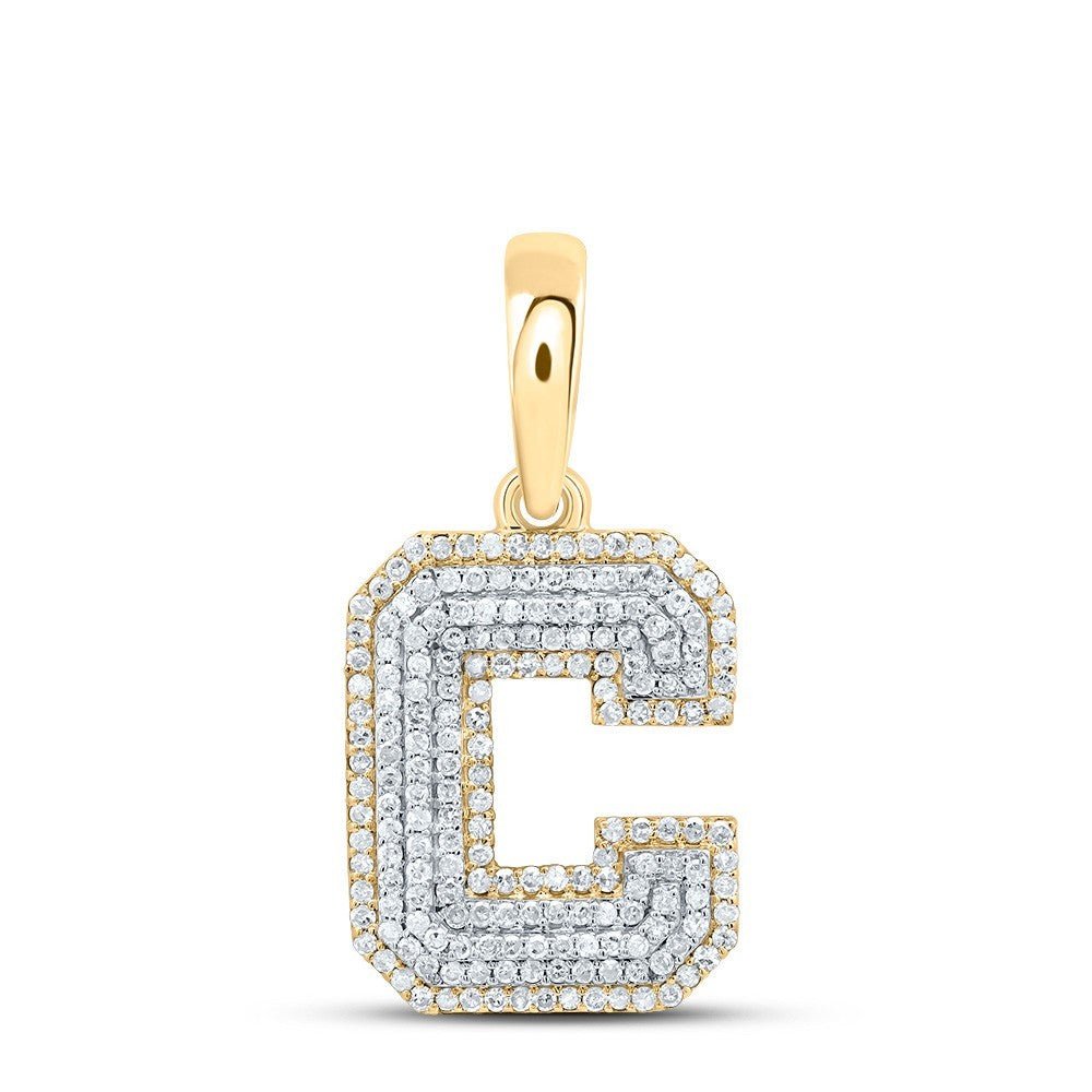 1/2CTW Natural Diamond 10k Yellow Gold Initial "C" Letter Charm 2.27g Pendant - Elite Jewelers - Charms & Pendants
