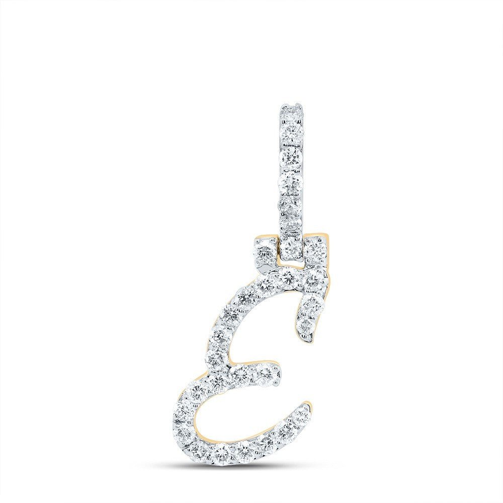 1/2CTW Natural Diamond 10k Yellow Gold Initial "E" Letter Charm 1.29g Pendant - Elite Jewelers - Charms & Pendants