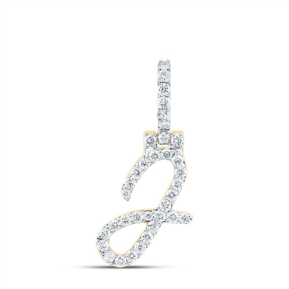 1/2CTW Natural Diamond 10k Yellow Gold Initial "J" Letter Charm 1.63g Pendant - Elite Jewelers - Charms & Pendants