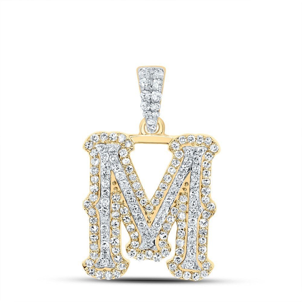 1/2CTW Natural Diamond 10k Yellow & White Gold Initial "M" Charm 2.03g Pendant - Elite Jewelers - Charms & Pendants