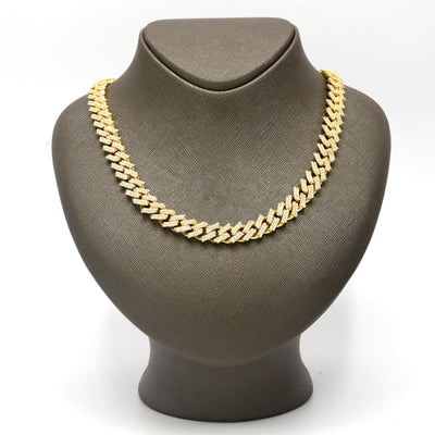 12MM 10k Yellow Gold 19CTW Natural Diamond 2 Row Cuban Chain 119g 20In Necklace - Elite Jewelers - Necklaces & Chains