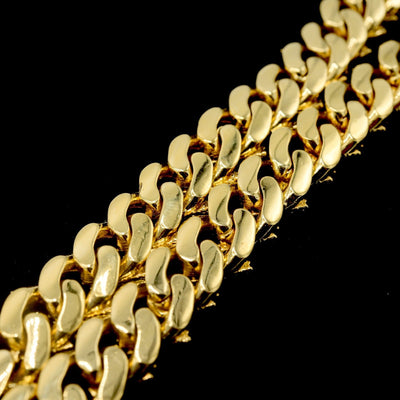 12MM 10k Yellow Gold 19CTW Natural Diamond 2 Row Cuban Chain 119g 20In Necklace - Elite Jewelers - Necklaces & Chains
