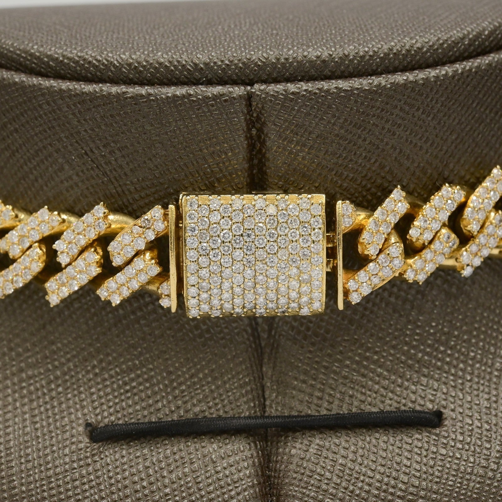 12MM 10k Yellow Gold 19CTW Natural Diamond 2 Row Cuban Chain 119g 20In Necklace - Elite Jewelers - Necklaces & Chains