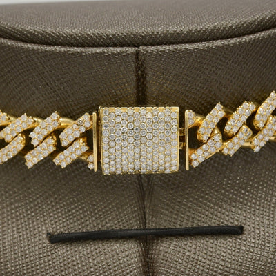 12MM 10k Yellow Gold 19CTW Natural Diamond 2 Row Cuban Chain 119g 20In Necklace - Elite Jewelers - Necklaces & Chains