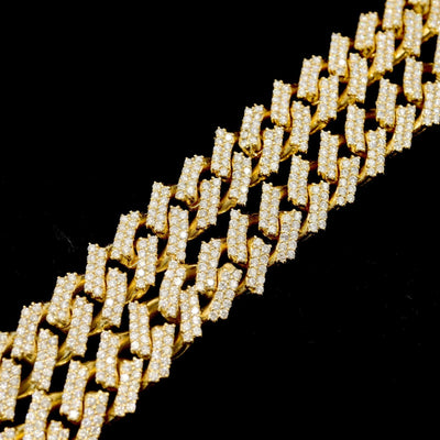 12MM 10k Yellow Gold 19CTW Natural Diamond 2 Row Cuban Chain 119g 20In Necklace - Elite Jewelers - Necklaces & Chains