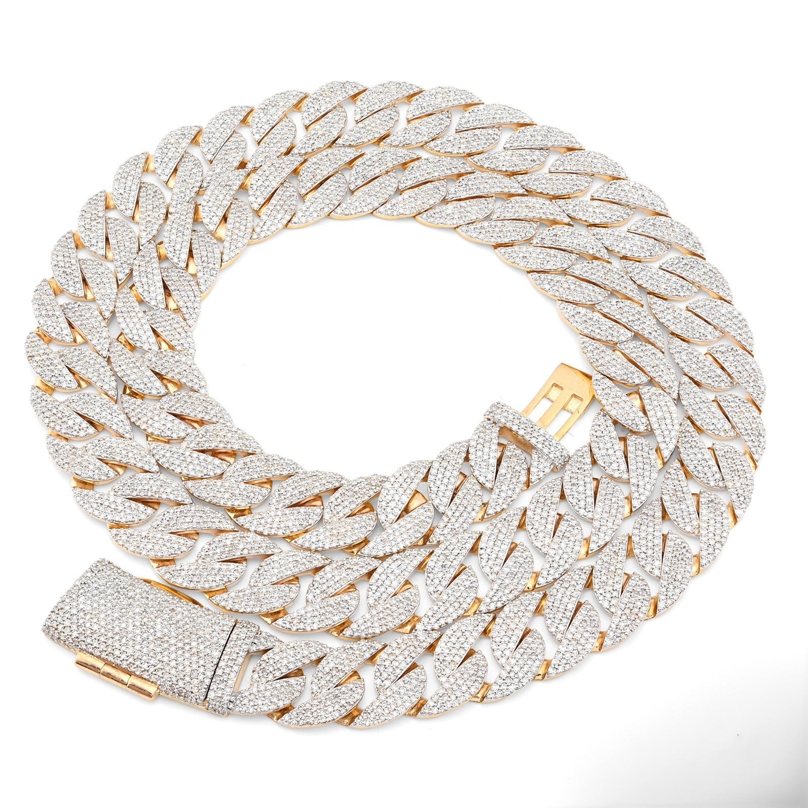 12MM 10k Yellow Gold 20.05 CTW 73.1gms Natural Diamond Cuban Chain 22In Necklace - Elite Jewelers - Necklaces & Chains
