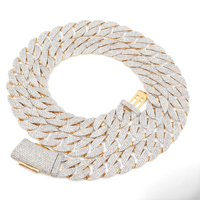 12MM 10k Yellow Gold 20.05 CTW 73.1gms Natural Diamond Cuban Chain 22In Necklace - Elite Jewelers - Necklaces & Chains