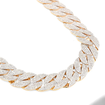 12MM 10k Yellow Gold 20.05 CTW 73.1gms Natural Diamond Cuban Chain 22In Necklace - Elite Jewelers - Necklaces & Chains