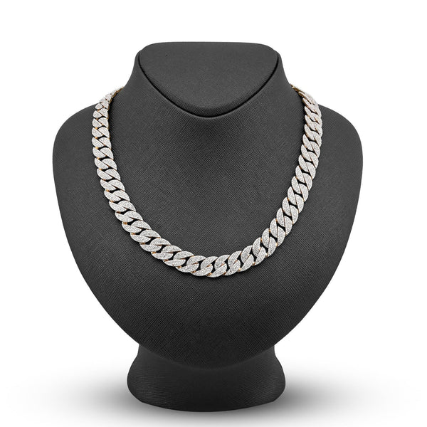 12MM 10k Yellow Gold 20.05 CTW 73.1gms Natural Diamond Cuban Chain 22In Necklace - Elite Jewelers - Necklaces & Chains