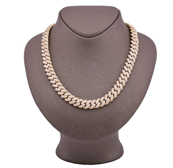 12MM 10k Yellow Gold 25CTW Natural Diamond 180gms Cuban Mens Chain 24In Necklace - Elite Jewelers - Necklaces & Chains
