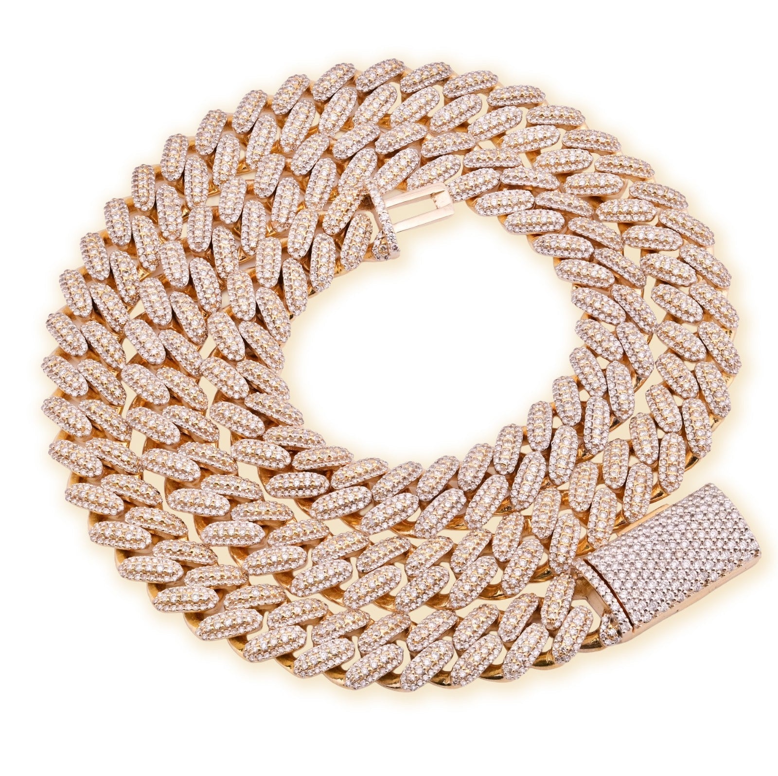 12MM 10k Yellow Gold 25CTW Natural Diamond 180gms Cuban Mens Chain 24In Necklace - Elite Jewelers - Necklaces & Chains
