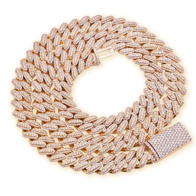 12MM 10k Yellow Gold 25CTW Natural Diamond 180gms Cuban Mens Chain 24In Necklace - Elite Jewelers - Necklaces & Chains