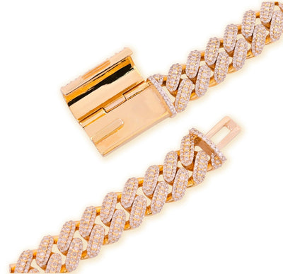 12MM 10k Yellow Gold 25CTW Natural Diamond 180gms Cuban Mens Chain 24In Necklace - Elite Jewelers - Necklaces & Chains