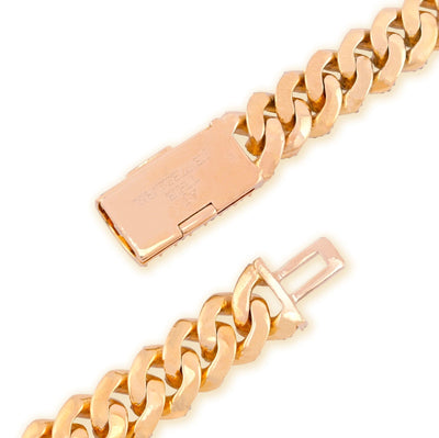12MM 10k Yellow Gold 25CTW Natural Diamond 180gms Cuban Mens Chain 24In Necklace - Elite Jewelers - Necklaces & Chains