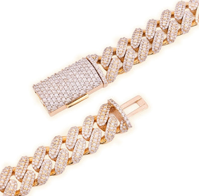 12MM 10k Yellow Gold 25CTW Natural Diamond 180gms Cuban Mens Chain 24In Necklace - Elite Jewelers - Necklaces & Chains