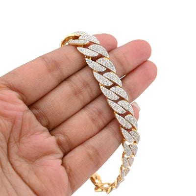 12MM 10k Yellow Gold 27.9g 7.5CTW Natural Diamond 8 Inch Cuban Link Men Bracelet - Elite Jewelers - Bracelets