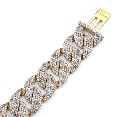 12MM 10k Yellow Gold 27.9g 7.5CTW Natural Diamond 8 Inch Cuban Link Men Bracelet - Elite Jewelers - Bracelets