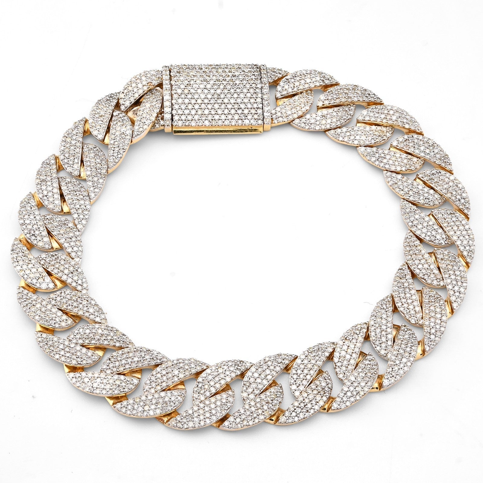 12MM 10k Yellow Gold 27.9g 7.5CTW Natural Diamond 8 Inch Cuban Link Men Bracelet - Elite Jewelers - Bracelets
