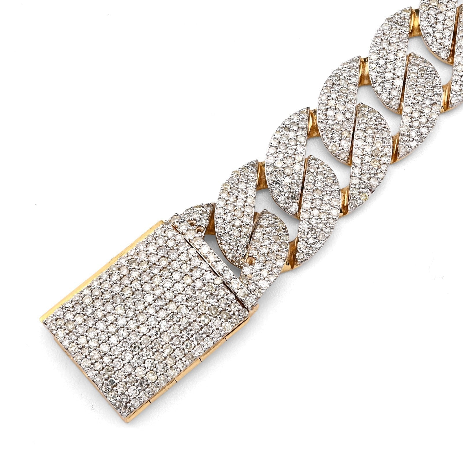 12MM 10k Yellow Gold 27.9g 7.5CTW Natural Diamond 8 Inch Cuban Link Men Bracelet - Elite Jewelers - Bracelets
