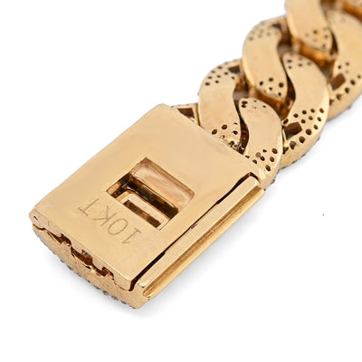12MM 10k Yellow Gold 40.3gm 6.8CTW Natural Round/Baguette Diamond Cuban Bracelet - Elite Jewelers - Bracelets