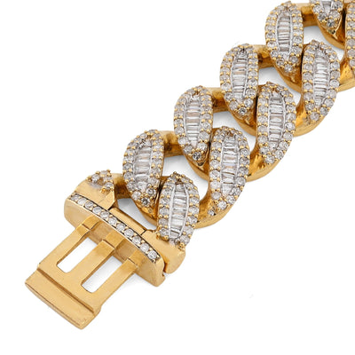 12MM 10k Yellow Gold 49.4g 6.75CT Pure Round/Baguette Diamond Cuban 8In Bracelet - Elite Jewelers - Bracelets