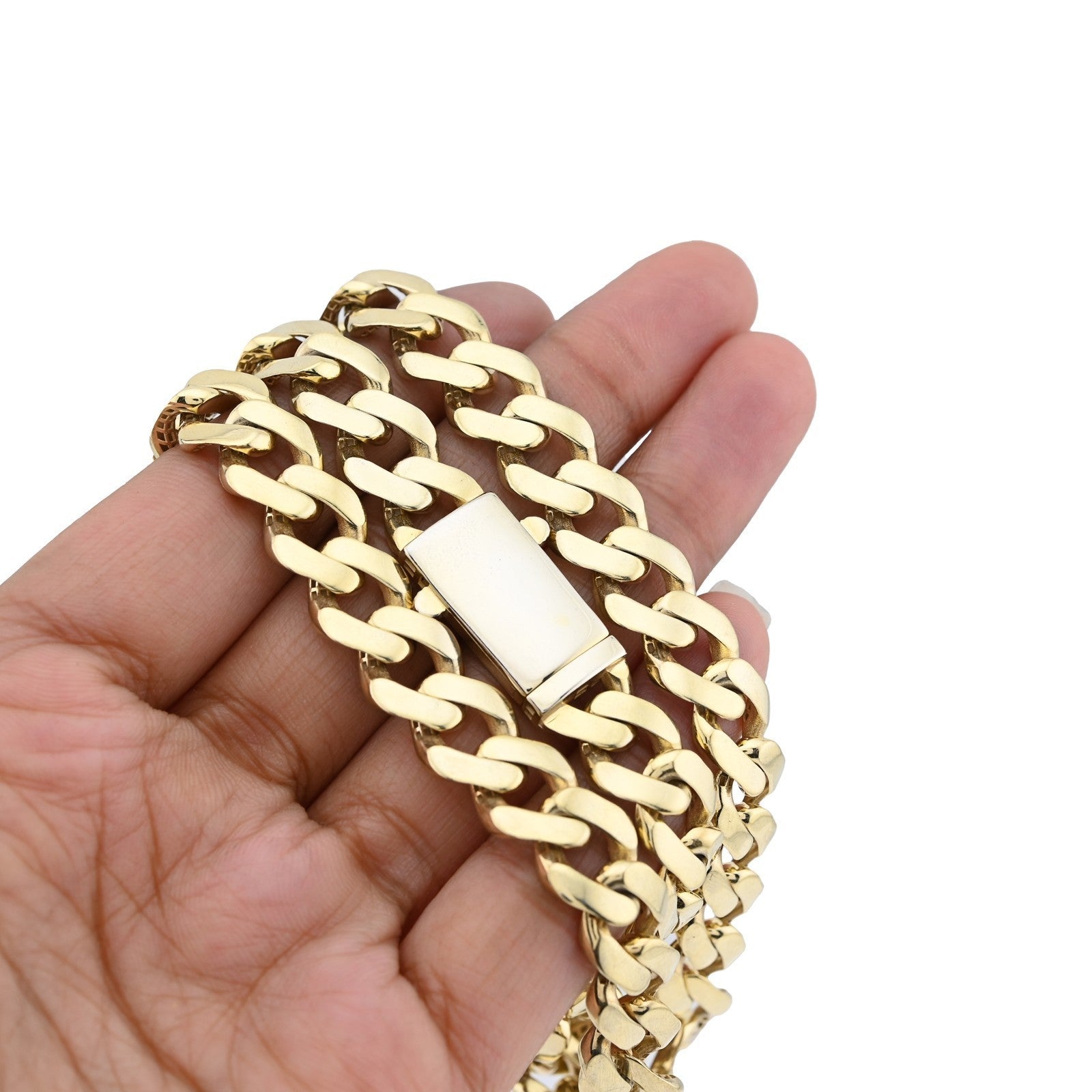 12MM 1/10th 10k Yellow Gold Bonded 925 Cuban Link Chain 22 Inch 42.3gms Necklace - Elite Jewelers - Necklaces & Chains