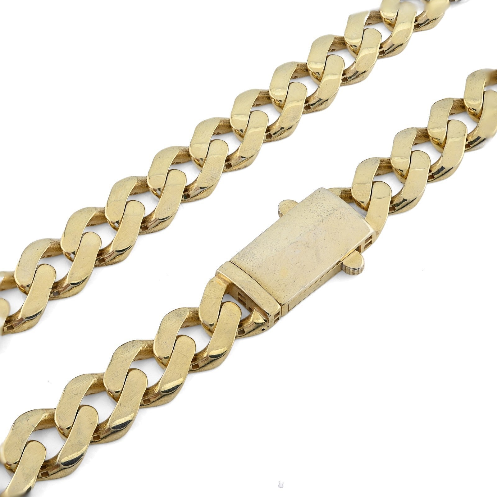 12MM 1/10th 10k Yellow Gold Bonded 925 Cuban Link Chain 22 Inch 42.3gms Necklace - Elite Jewelers - Necklaces & Chains